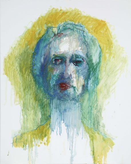 Bernard DUFOUR Tête sur fond jaune, 2014, huile sur toile, 81 x 65 cm